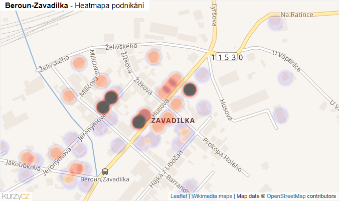 Mapa Beroun-Zavadilka - Firmy v části obce.