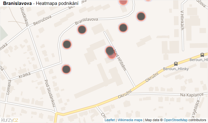 Mapa Branislavova - Firmy v ulici.