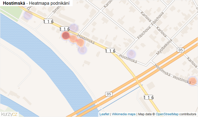 Mapa Hostímská - Firmy v ulici.