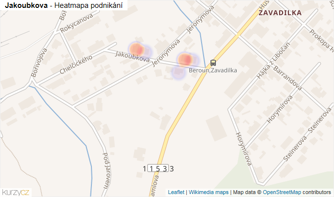 Mapa Jakoubkova - Firmy v ulici.