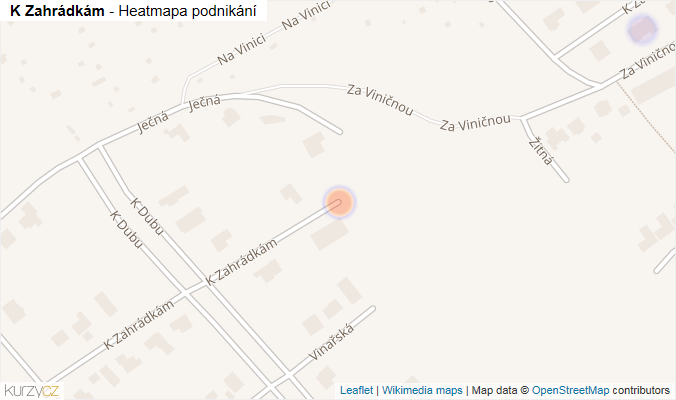 Mapa K Zahrádkám - Firmy v ulici.