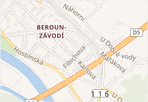 Merhautova v obci Beroun - mapa ulice