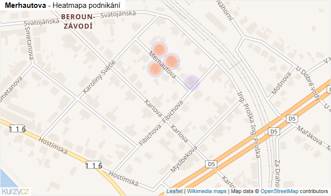 Mapa Merhautova - Firmy v ulici.