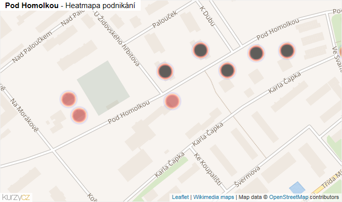 Mapa Pod Homolkou - Firmy v ulici.
