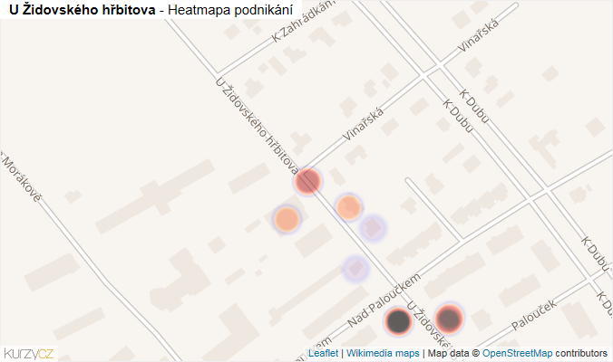 Mapa U Židovského hřbitova - Firmy v ulici.