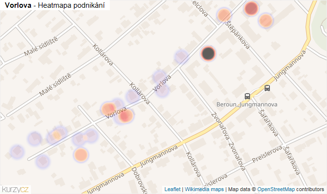 Mapa Vorlova - Firmy v ulici.