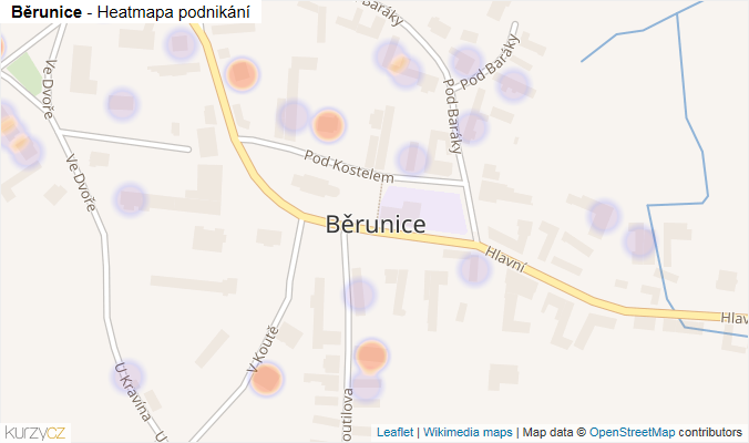 Mapa Běrunice - Firmy v části obce.