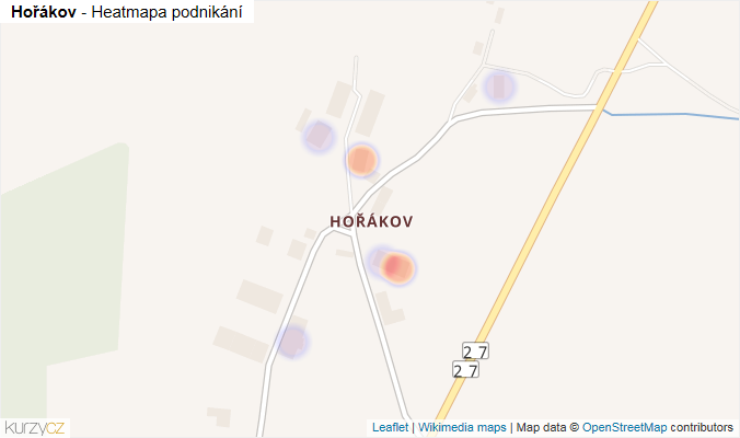 Mapa Hořákov - Firmy v části obce.