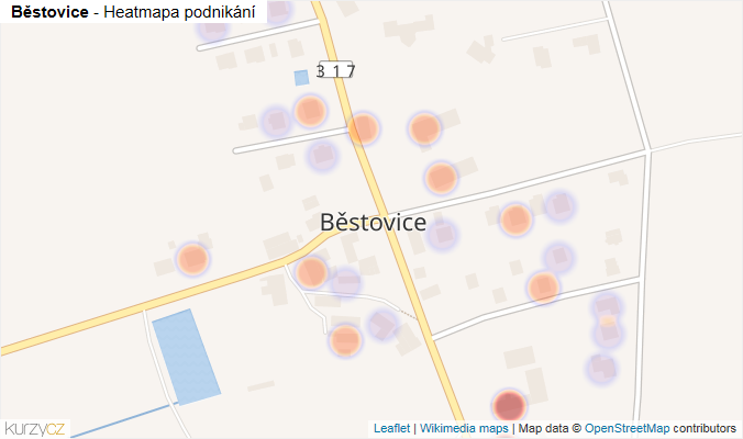Mapa Běstovice - Firmy v části obce.