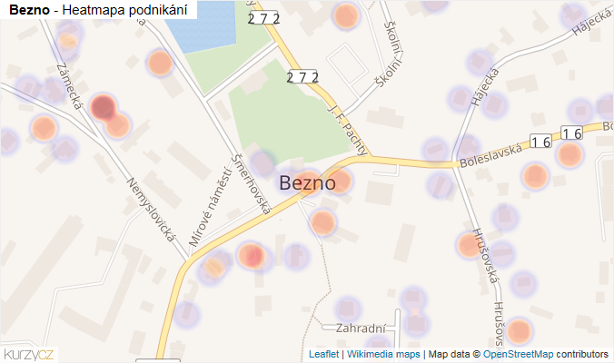 Mapa Bezno - Firmy v části obce.