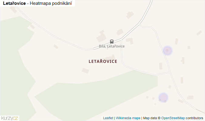 Mapa Letařovice - Firmy v části obce.