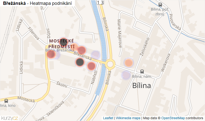 Mapa Břežánská - Firmy v ulici.