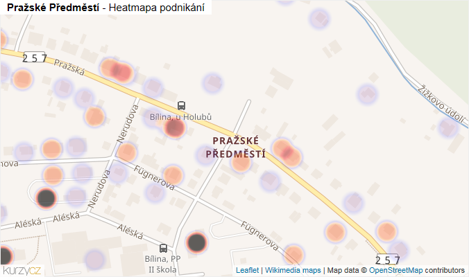 Mapa Pražské Předměstí - Firmy v části obce.