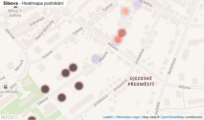 Mapa Síbova - Firmy v ulici.