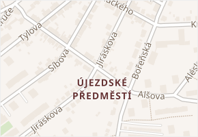 Újezdské Předměstí v obci Bílina - mapa části obce