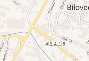 Městský kopec v obci Bílovec - mapa ulice