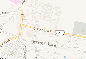 Ostravská v obci Bílovec - mapa ulice