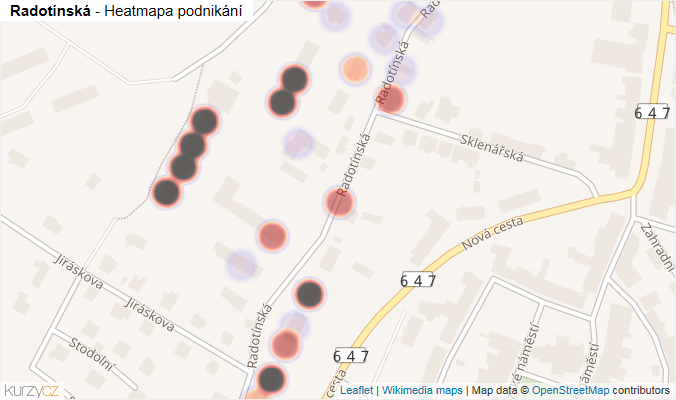 Mapa Radotínská - Firmy v ulici.
