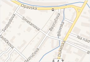 Smetanova v obci Bílovec - mapa ulice