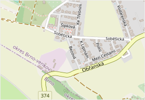Bezová v obci Bílovice nad Svitavou - mapa ulice