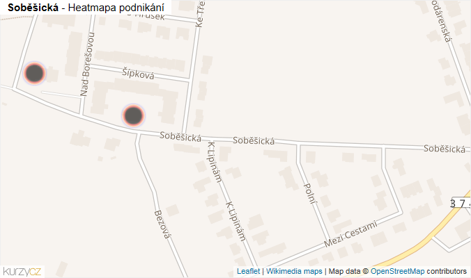 Mapa Soběšická - Firmy v ulici.