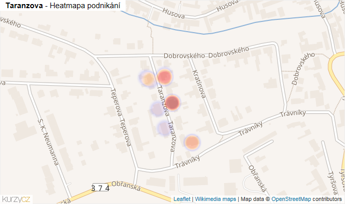 Mapa Taranzova - Firmy v ulici.