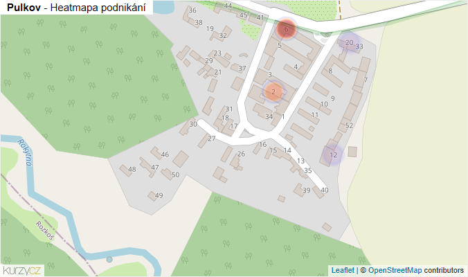 Mapa Pulkov - Firmy v části obce.