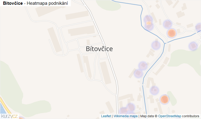 Mapa Bítovčice - Firmy v části obce.