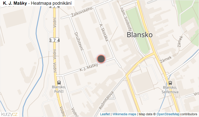 Mapa K. J. Mašky - Firmy v ulici.