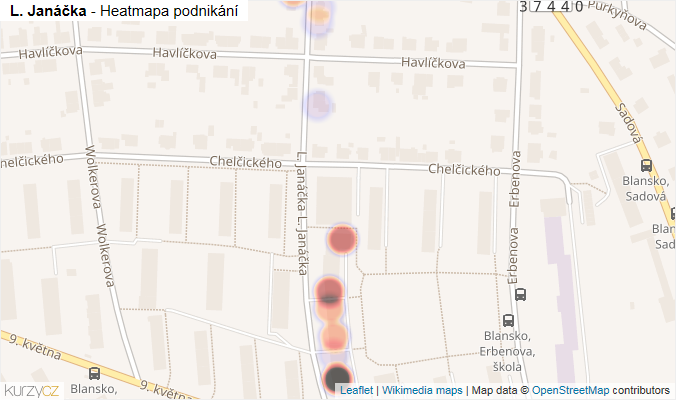 Mapa L. Janáčka - Firmy v ulici.
