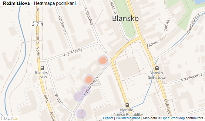 Mapa Rožmitálova - Firmy v ulici.