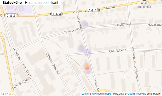 Mapa Stařeckého - Firmy v ulici.