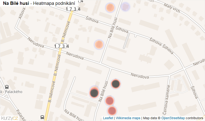 Mapa Na Bílé husi - Firmy v ulici.