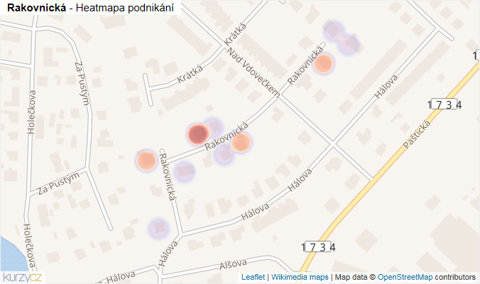 Mapa Rakovnická - Firmy v ulici.