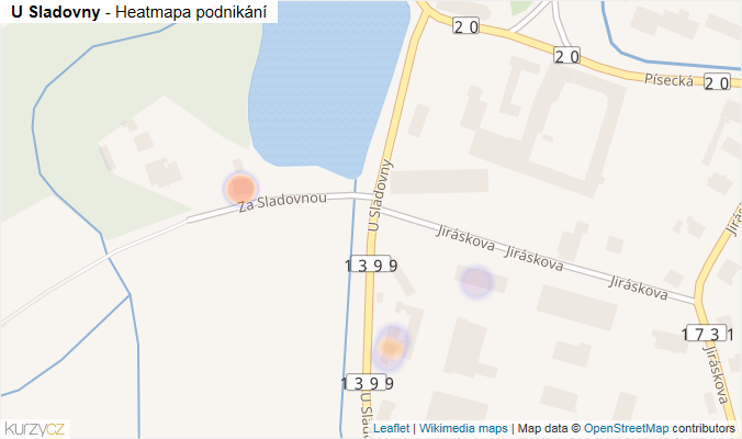 Mapa U Sladovny - Firmy v ulici.