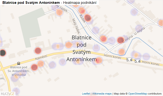 Mapa Blatnice pod Svatým Antonínkem - Firmy v části obce.