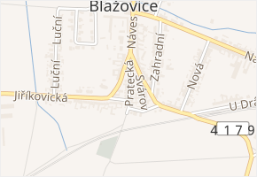 Pratecká v obci Blažovice - mapa ulice