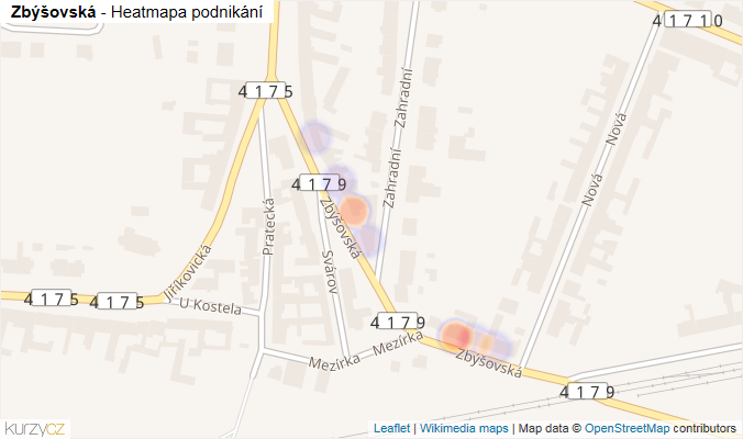 Mapa Zbýšovská - Firmy v ulici.