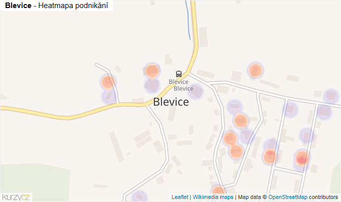 Mapa Blevice - Firmy v části obce.
