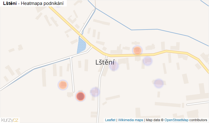 Mapa Lštění - Firmy v části obce.