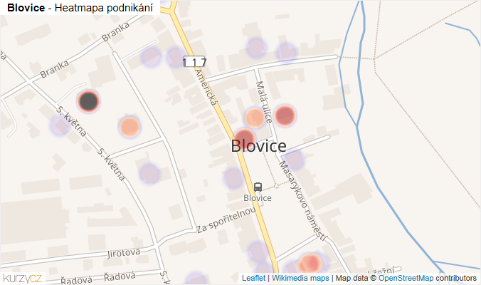 Mapa Blovice - Firmy v části obce.