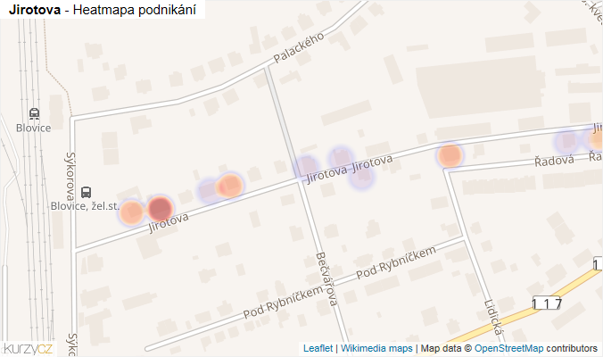 Mapa Jirotova - Firmy v ulici.