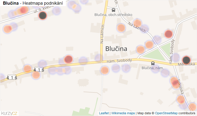 Mapa Blučina - Firmy v části obce.