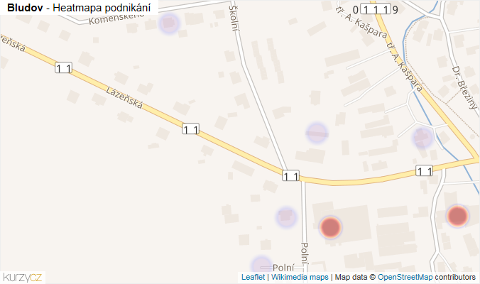 Mapa Bludov - Firmy v obci.