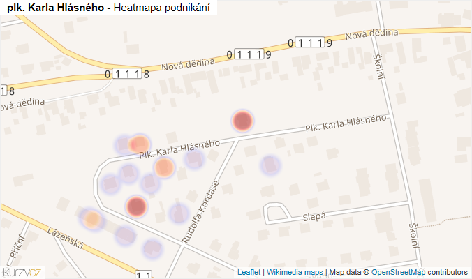 Mapa plk. Karla Hlásného - Firmy v ulici.