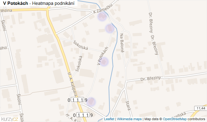 Mapa V Potokách - Firmy v ulici.