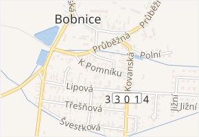 K Pomníku v obci Bobnice - mapa ulice