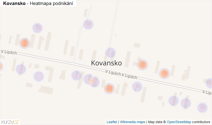 Mapa Kovansko - Firmy v části obce.