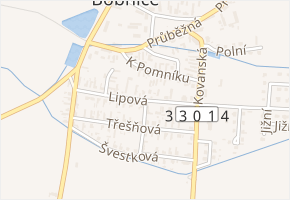 Lipová v obci Bobnice - mapa ulice