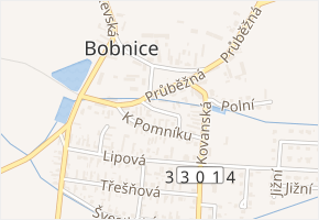 Na Obci v obci Bobnice - mapa ulice